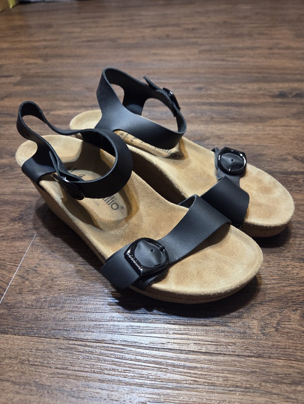 Birkenstock Papillio Black Leather Soley Sandals Shoes 41 N 10 10.5